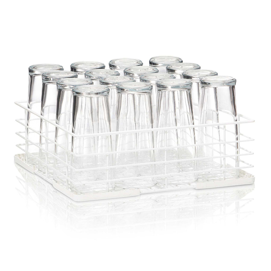 400mm Open Glass Washer Basket Containing 16 Pint Glasses