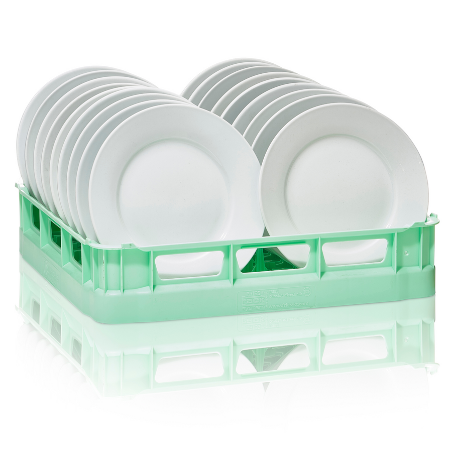 500mm Pegged Green Dishwasher Basket Containing 18 Plates