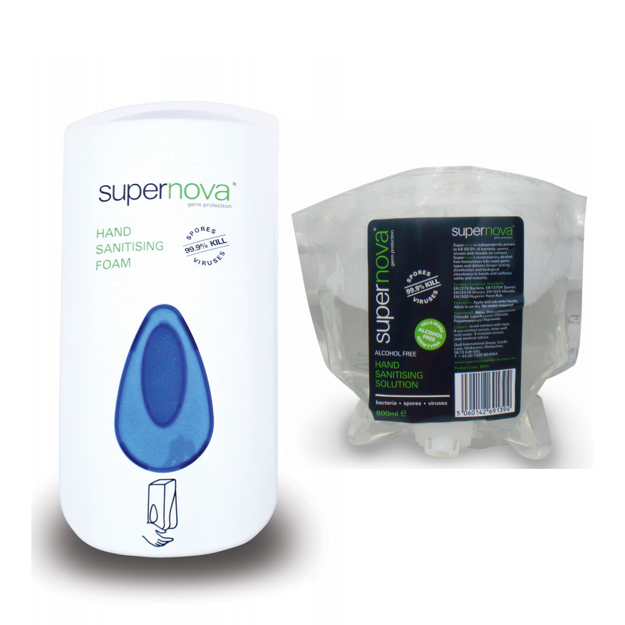 Supernova Hand Sanitiser Solution (800ml x 12) - effective for 2 hours on hands - Nelson Dish & Glasswashing Machines