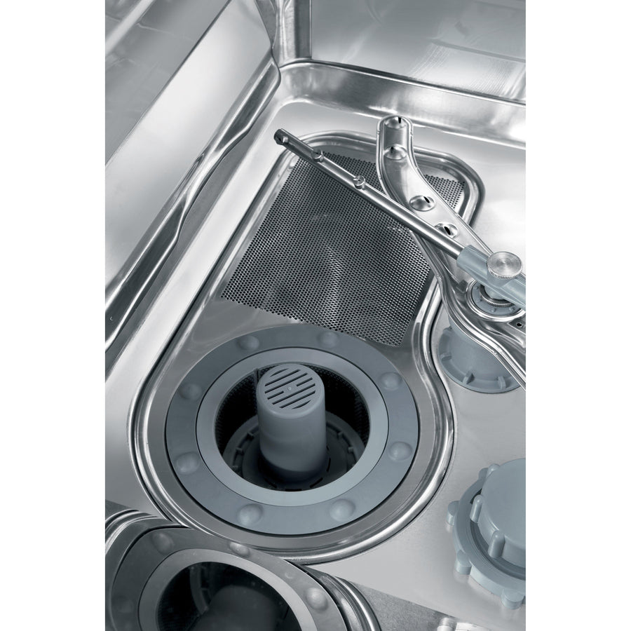 The triple tiered filtration system featured in the Advantage AD51 commercial dishwasher